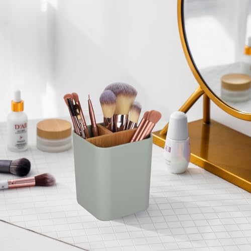 Bamboo Toothbrush Holder with 3 Slots - Green