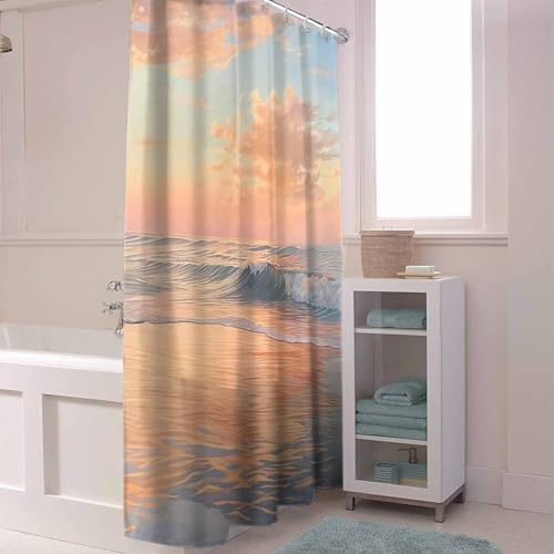 72 Sunset Beach Shower Curtain Set with 12 Hooks