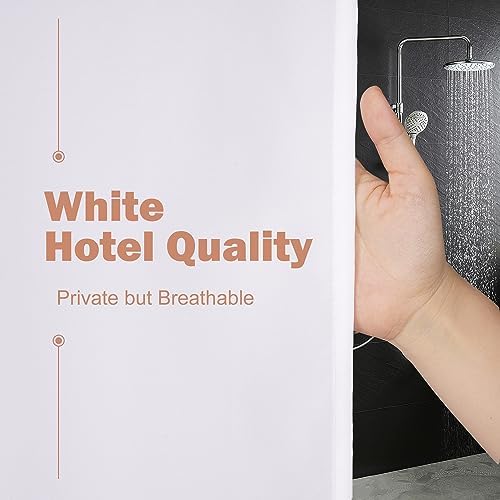 UFRIDAY 48x72 Inch White Shower Curtain with 8 Hooks