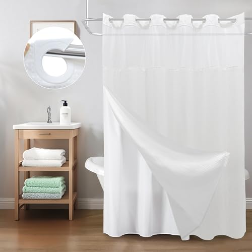 Inhousolu 72x72 Mesh Top Shower Curtain Set
