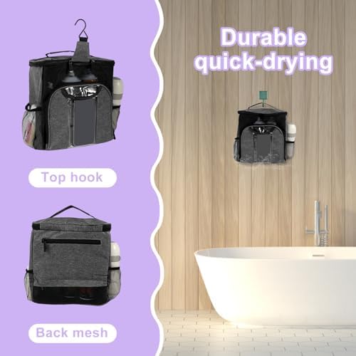 Portable Shower Caddy for Dorm Bathroom and Travel - Grey