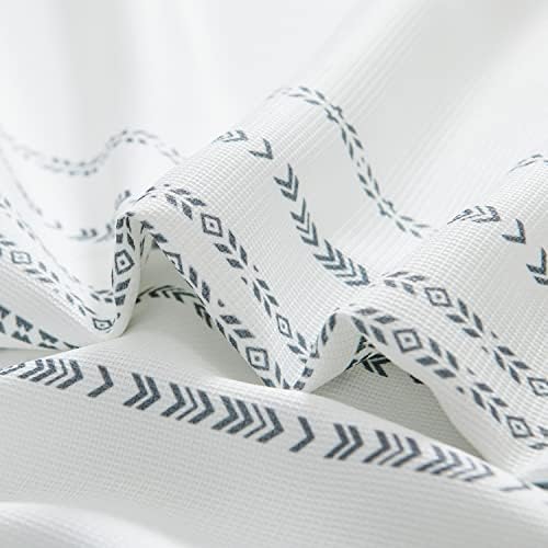 Jinchan Grey White Boho Stripe Shower Curtain Set 70x72 Inches Waterproof with Hooks
