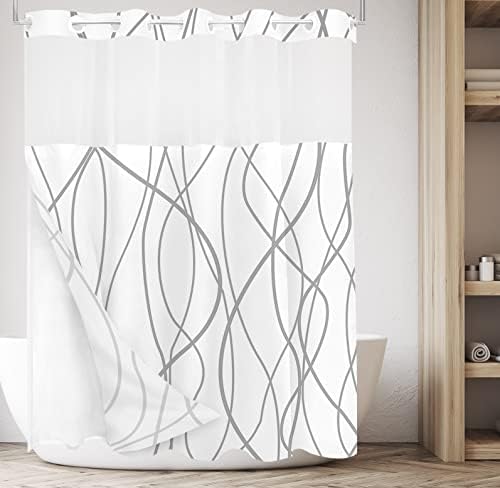 Tititex Abstract Curve Lines Snap-In Liner Shower Curtain
