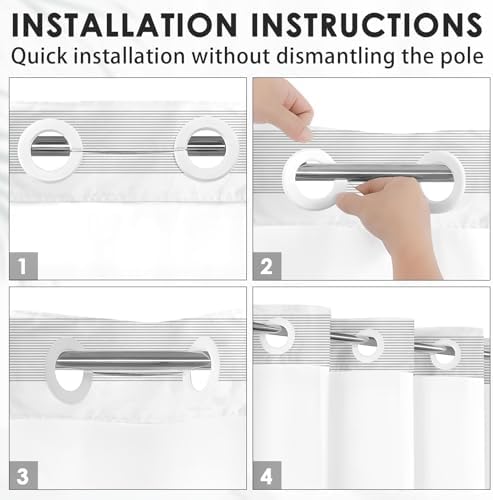 Nesphy No Hook Grey Shower Curtain Set