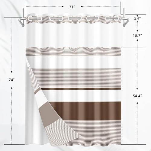 Nesphy Boho Striped Double Layer Shower Curtain Set