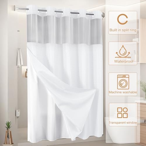 ADABOO Clear Shower Curtain with Snap-in Liner Set 1