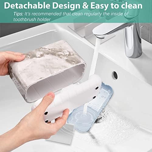 Boperzi 6-Slot Marble Toothbrush Holder with Drainage