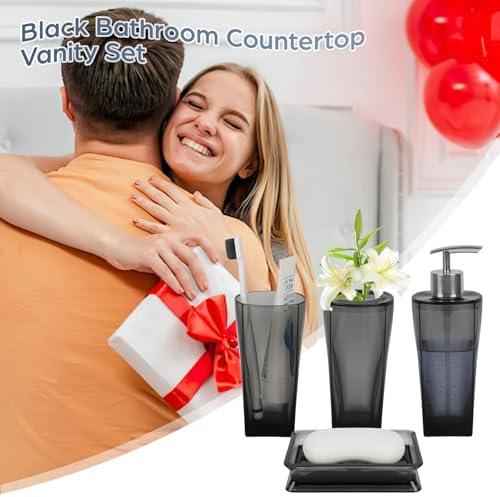 4PCS Clear Black Bathroom Accessories Set 1