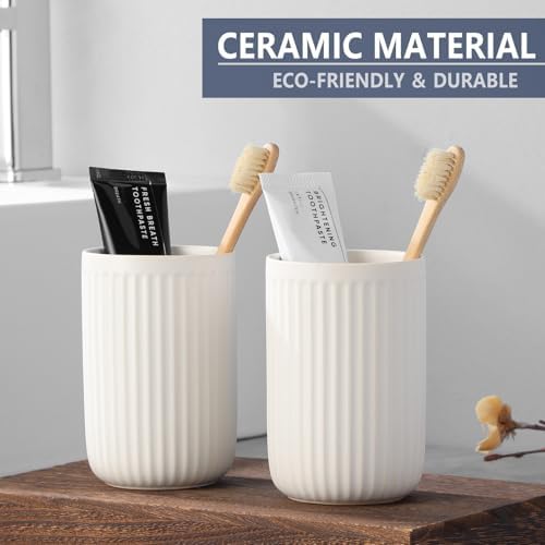 White Ceramic Toothbrush Holder Set 2Pcs