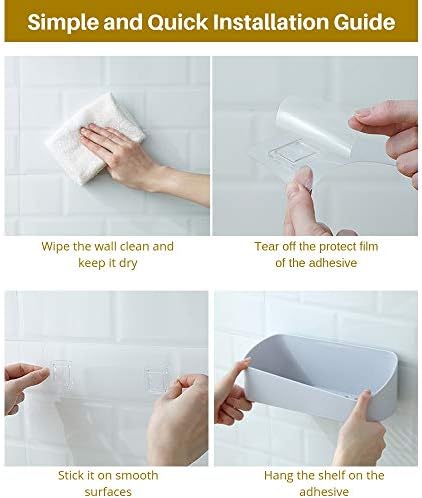 SUNFICON Adhesive Shower Caddy Wall Mounted Storage Rack Gray