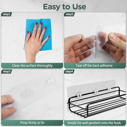 10 Pack Triple Clear Shower Caddy Hooks No Drilling Required 1