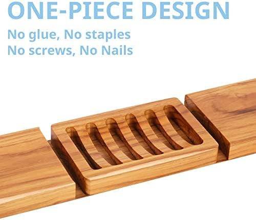HTB Teak Wood Slotted Soap Holder for Shower Sink and RV