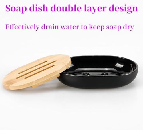 YugFmor Black Bathroom Accessories Set with Soap Dispenser and Toothbrush Holder