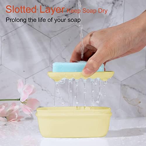 Quatish Leakproof Soap Holder with Lid and Drainage Layer