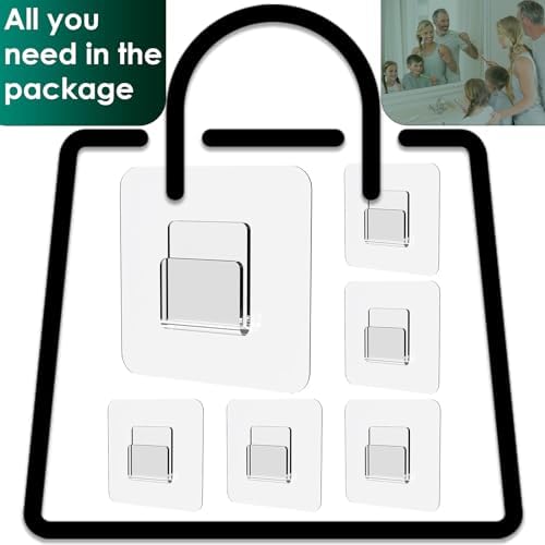 Jovware Adhesive Shower Caddy Hooks - 6 Pack Strong Transparent Flat Hooks