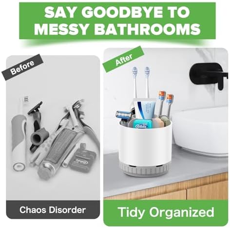 GFWARE 6-Slot Rotating Toothbrush Holder for Bathroom Countertop Storage