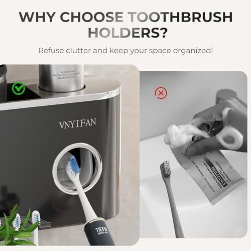 VNYIFAN 4 in 1 Toothbrush Holder Set with 6 Slots and 2 Cups