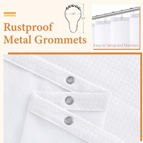Naturoom White Waffle Shower Curtain Set with Liner