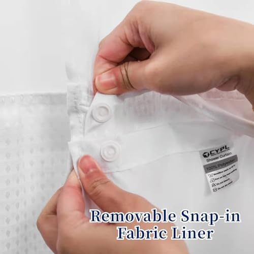 No Hooks Waffle Weave Shower Curtain Set - Hotel Grade Waterproof with Sheer Window