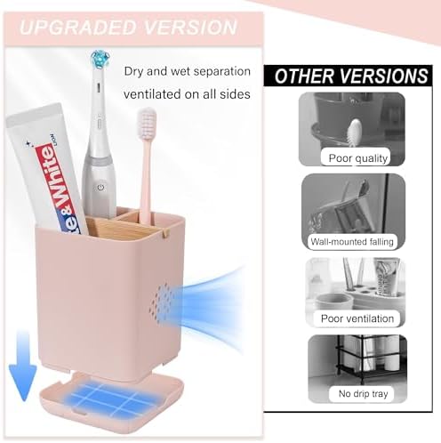 Rejomiik 3-Slot Pink Toothbrush Holder