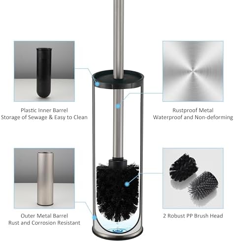 KLDKLD Toilet Brush and Holder Set Brushed Nickel