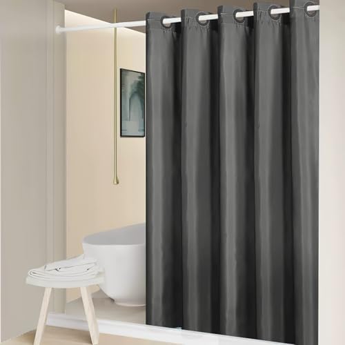 Furlinic No Hook Shower Curtain Dark Grey 72x72 Inch