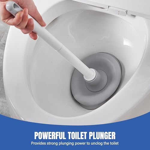 2 Pack Toilet Brush Set with Holder and Plunger