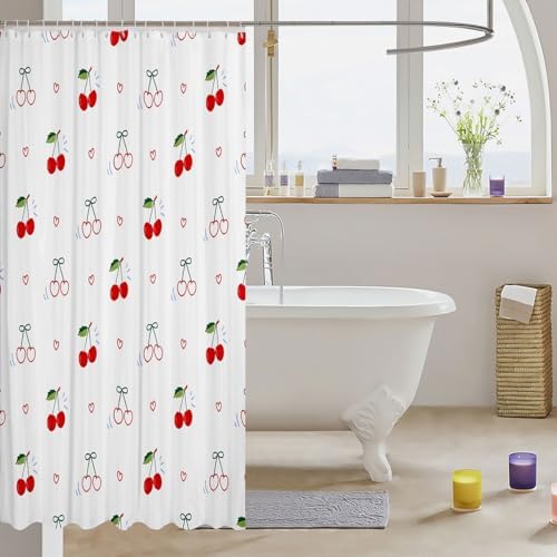 Feelyou Cherry Bath Curtain Set 72x72 Waterproof