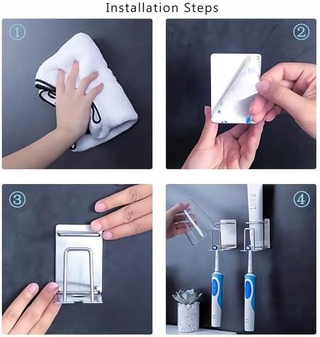 HANZE 2 Pack Wall Mounted Toothbrush Holder