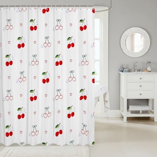 Feelyou Cherry Bath Curtain Set 72x72 Waterproof