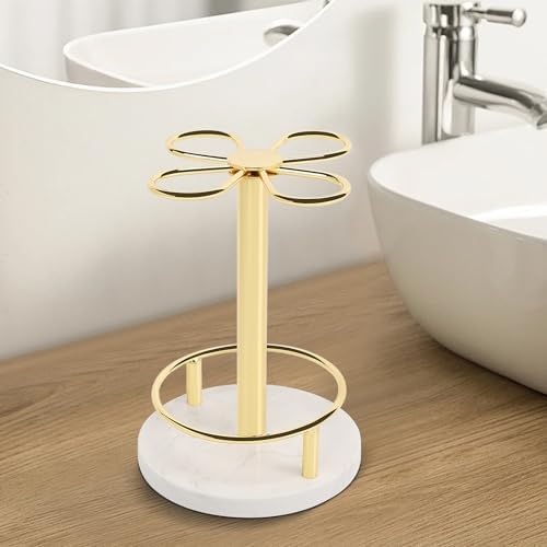 HarJue Gold Toothbrush Holder with Marble Base
