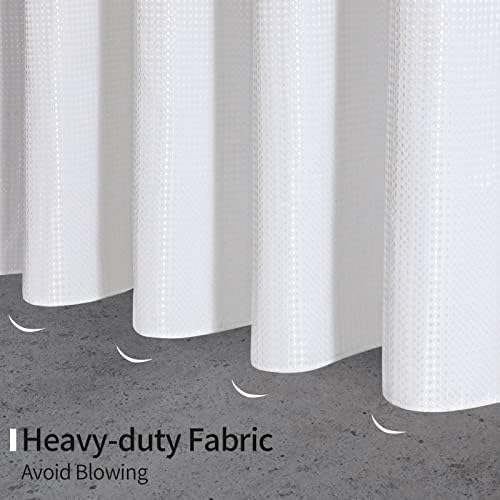 MitoVilla White Waffle Shower Curtain Set with Liner 1
