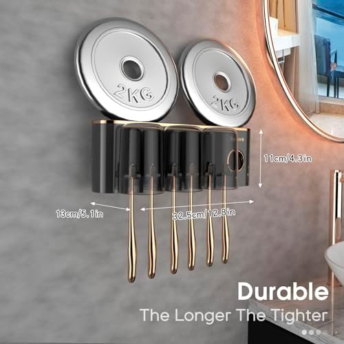 iHave Toothbrush Holder with Toothpaste Dispenser Wall Mounted Bathroom Organizer