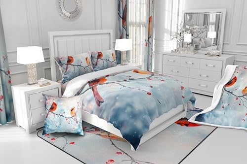 Feelyou 3D Red Bird Shower Curtain Set 72x72