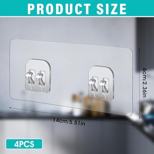 4 Pack Shower Caddy Adhesive Hooks No Drilling Strong Durable