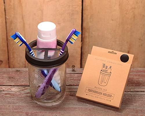 Jarmazing Products Mason Jar Toothbrush Holder Black 1