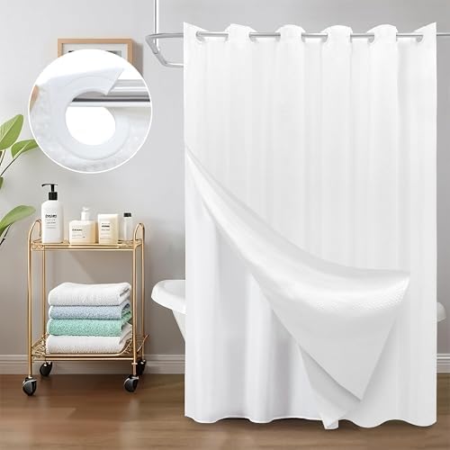 Inhousolu No Hook Waffle Weave Shower Curtain Set - 60 x 72 Inch White
