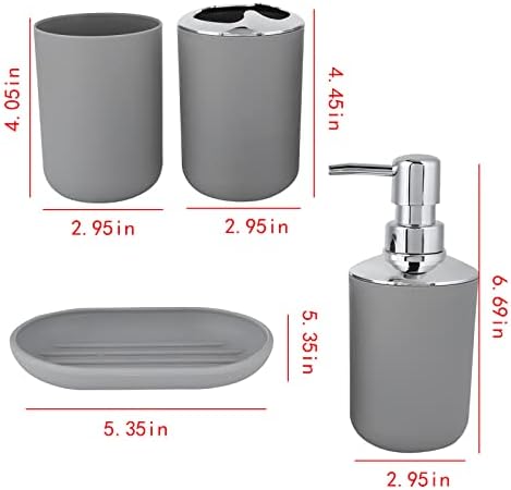 4 Piece Bathroom Accessory Set in Gray