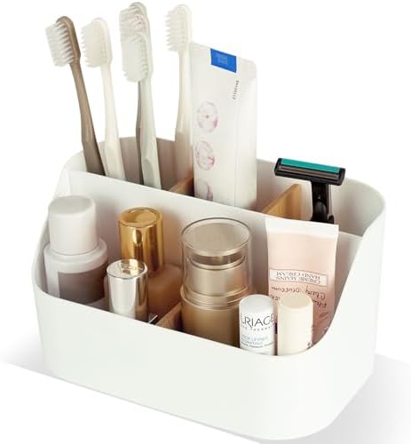 5 Slots Toothbrush Holder with Bamboo and ABS Modern Bathroom Organizer 1