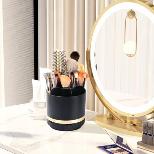 GFWARE Rotating Black Toothbrush Holder with 6 Slots