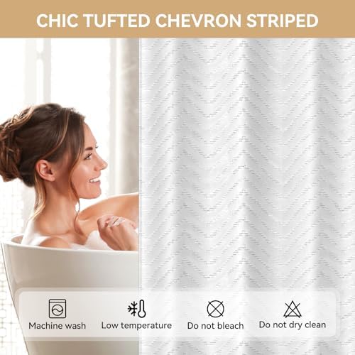 Aikku No Hook Shower Curtain Set with Mesh Top