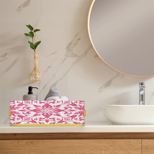 Geometric Flower Toilet Paper Storage Basket with Handle