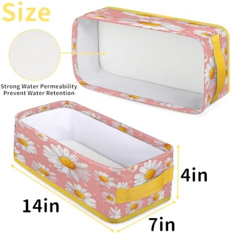 Daisy Spring Flower Toilet Paper Basket with Handle for Bathroom Storage