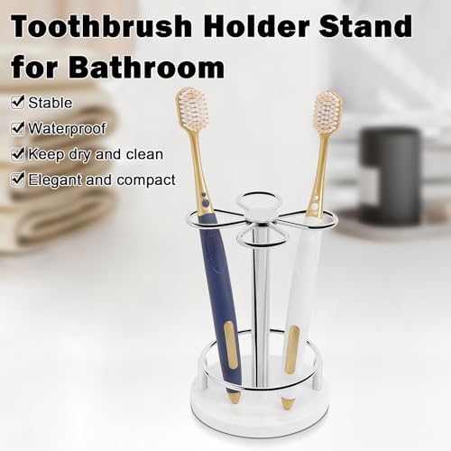 HarJue Chrome Toothbrush Holder with Marble Base