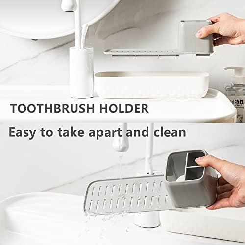 Vowupt Toothbrush Holder Set - 3 Slots Sturdy White