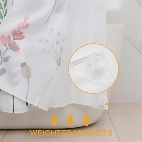 DASHAN Floral Shower Curtain with Snap-in Liner