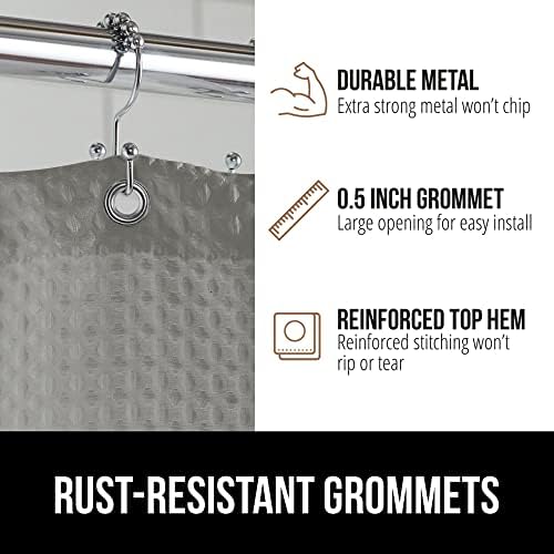 Gorilla Grip Bath Mat Set and Waffle Shower Curtain Bundle in Gray