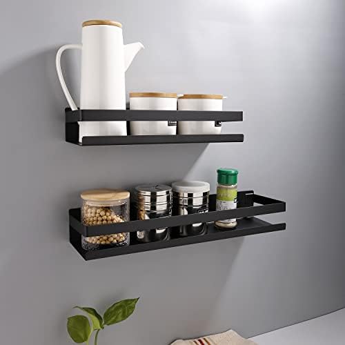 Modern Matte Black Shower Caddy with 20cm Shelves