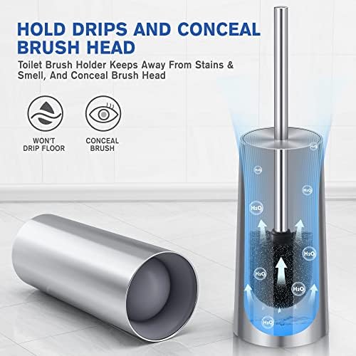 Wsedor Toilet Brush and Holder - 304 Stainless Steel Rust Resistant Elegant Design