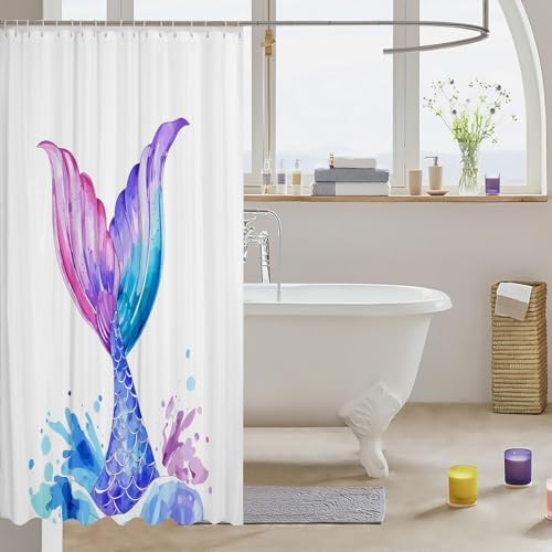 Feelyou Kawaii Mermaid Shower Curtain Set 72x78